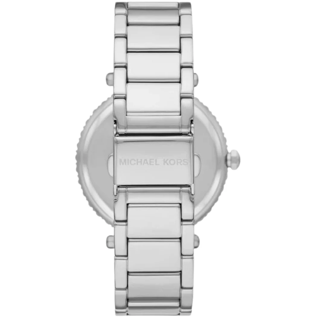 Michael Kors Parker Lux Silver Stainless Steel Mother Of Pearl Dial Quartz Watch for Ladies - MK-4694 - Image 2