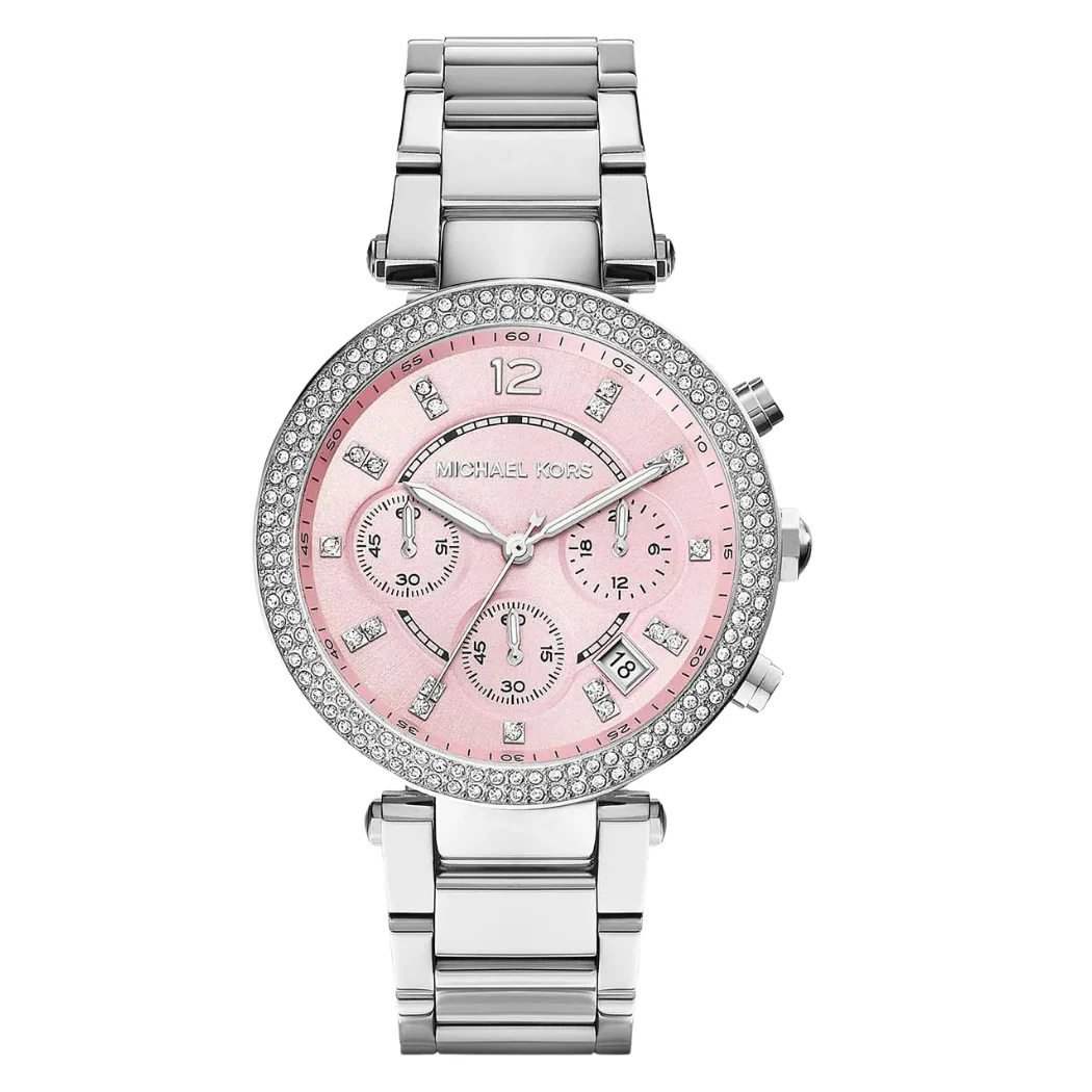 Michael Kors Parker Silver Stainless Steel Pink Dial Chronograph Quartz Watch for Ladies - MK6105 - Image 2