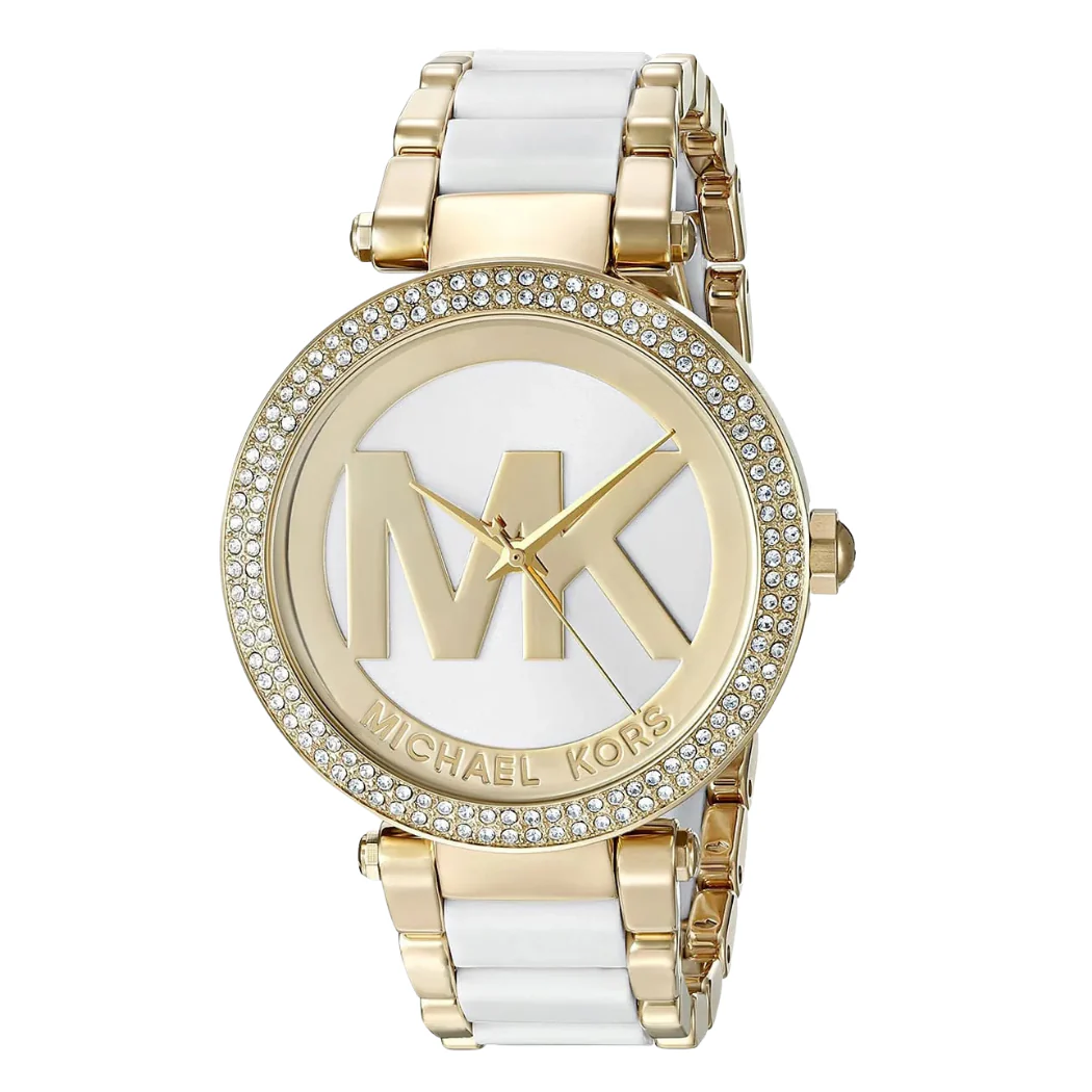 Michael Kors Parker Two-tone Stainless Steel White Dial Quartz Watch for Ladies - MK-6313