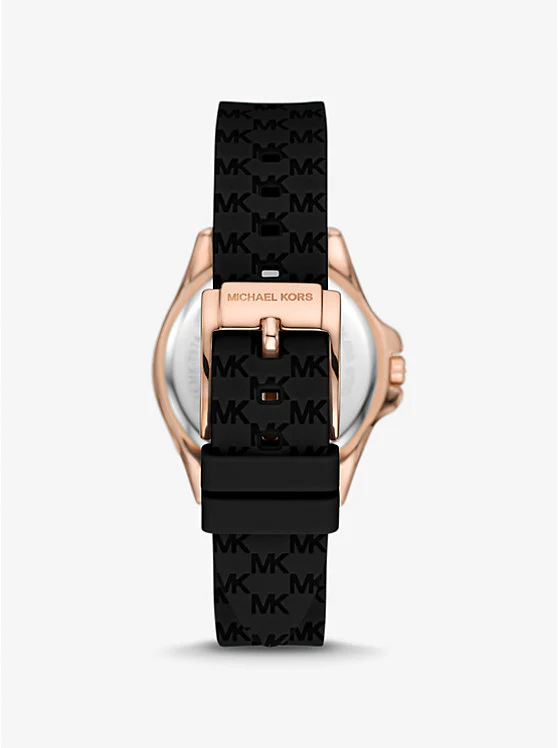 Michael Kors Pilot Black Silicone Strap Black Dial Quartz Watch for Ladies - MK7373 - Image 2