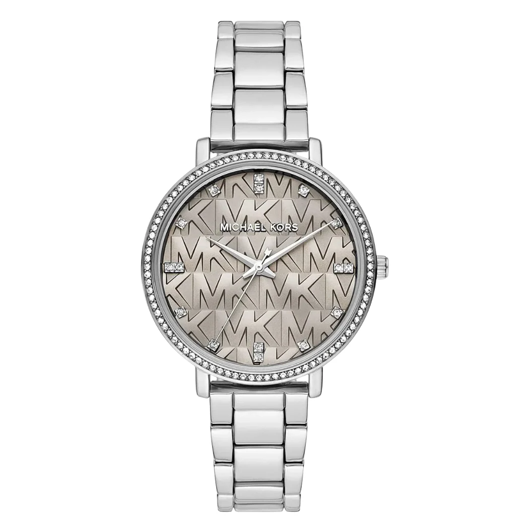 Michael Kors Pyper Silver Stainless Steel Grey Dial Quartz Watch for Ladies - MK4672