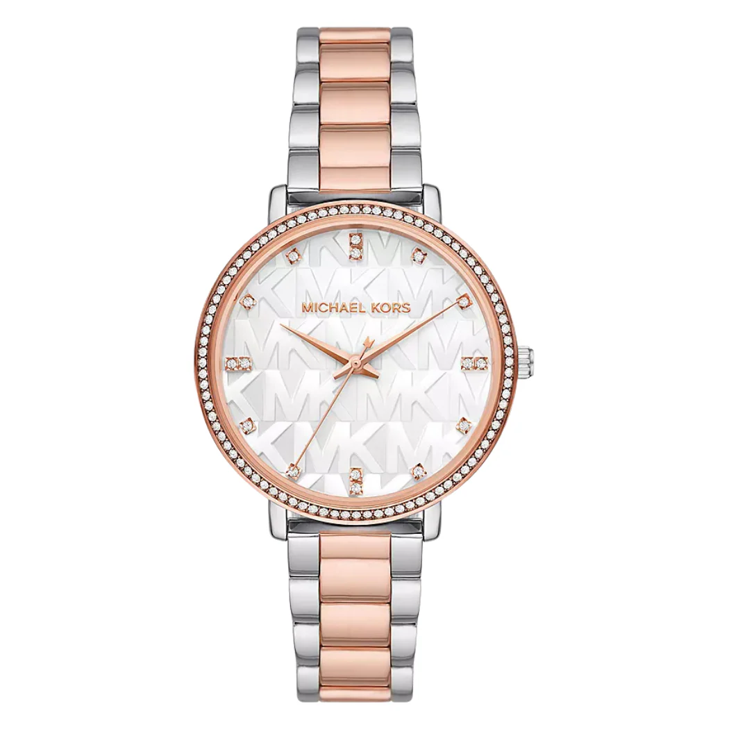 Michael Kors Pyper Two-tone Stainless Steel White Dial Quartz Watch for Ladies - MK4667