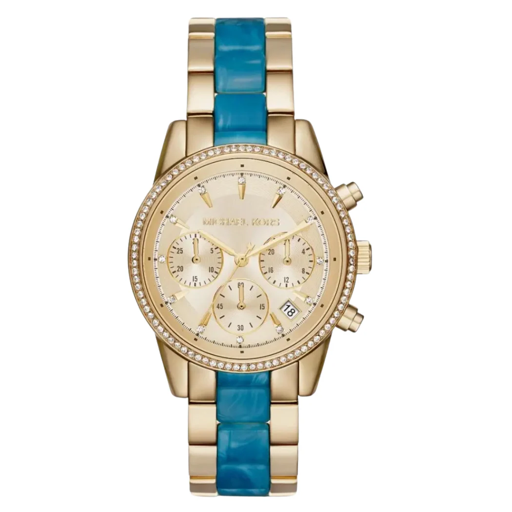 Michael Kors Ritz Two-Tone Stainless Steel Dial Chronograph Quartz Watch for Ladies - MK6328