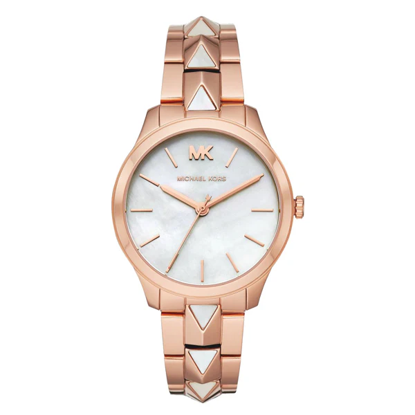 Michael Kors Runway Rose Gold Stainless Steel Mother of pearl Dial Quartz Watch for Ladies - MK-6671
