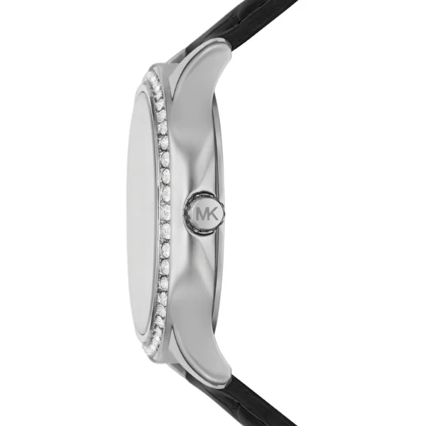 Michael Kors Sage Black Leather Strap Mother Of Pearl Dial Quartz Watch for Ladies - MK4821 - Image 3