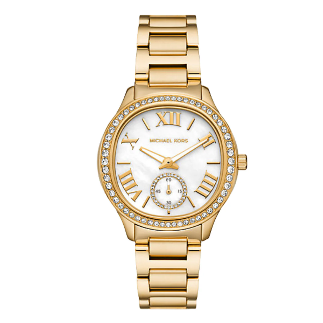 Michael Kors Sage Gold Stainless Steel Mother Of Pearl Dial Quartz Watch for Ladies - MK4805