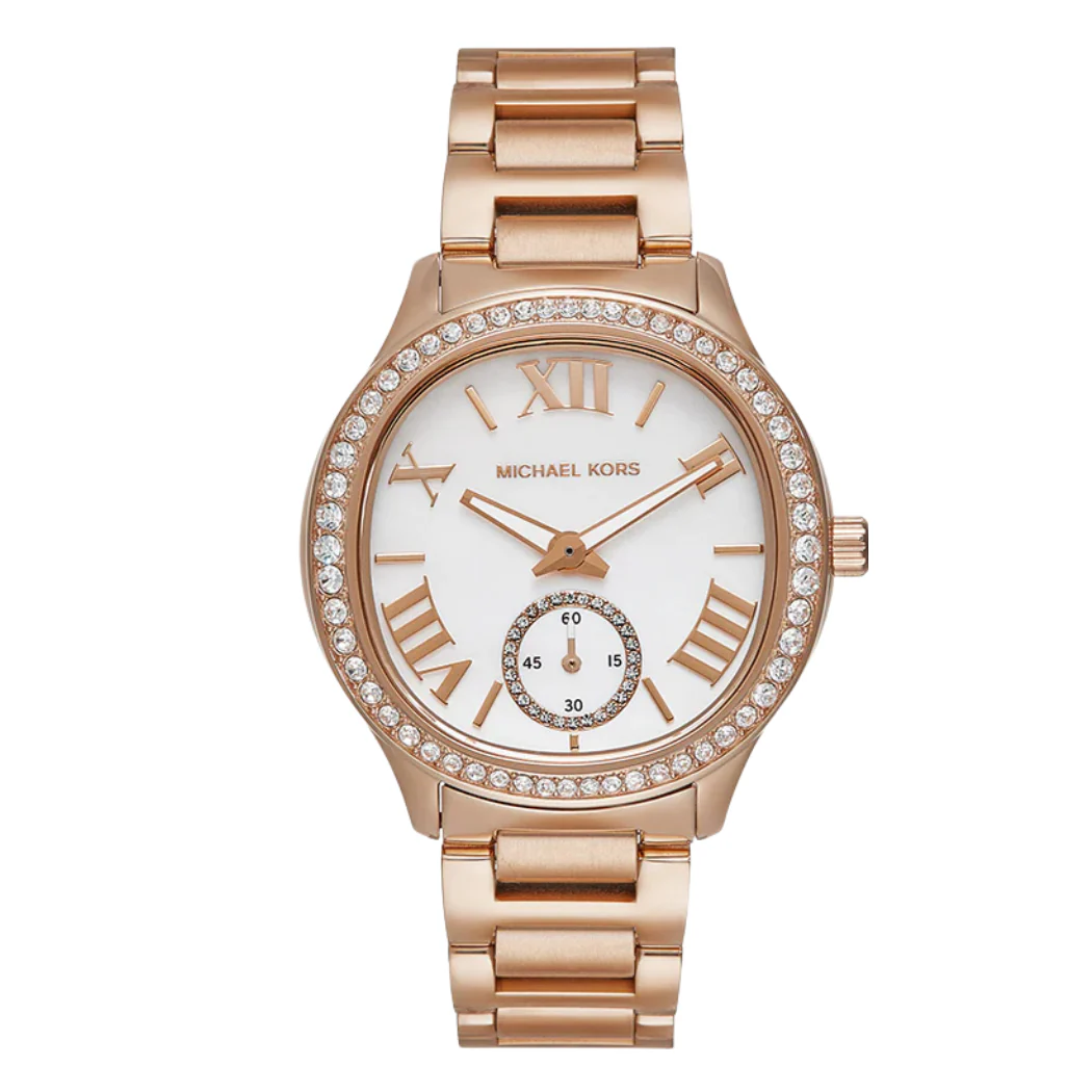 Michael Kors Sage Rose Gold Stainless Steel Mother Of Pearl Dial Quartz Watch for Ladies - MK4806