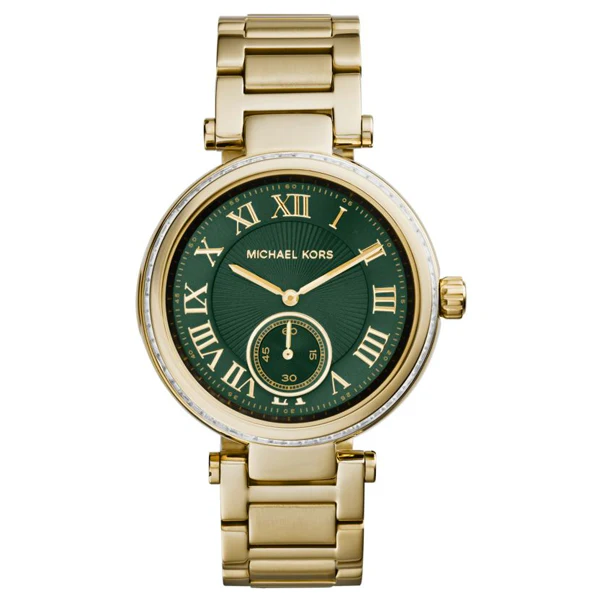 Michael Kors Skylar Gold Stainless Steel Green Dial Quartz Watch for Ladies - MK-6065