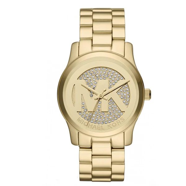 Michael Kors Slim Runway Gold Stainless Steel Gold Dial Quartz Watch for Ladies - MK-5852
