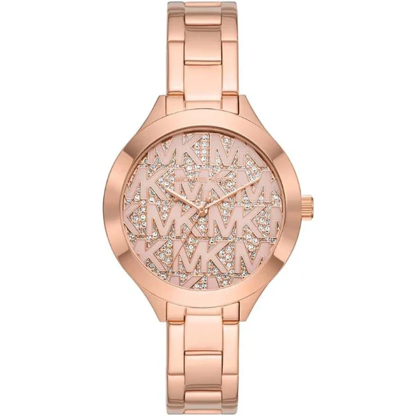 Michael Kors Slim Runway Rose Gold Stainless Steel Rose Gold Dial Quartz Watch for Ladies - MK4658