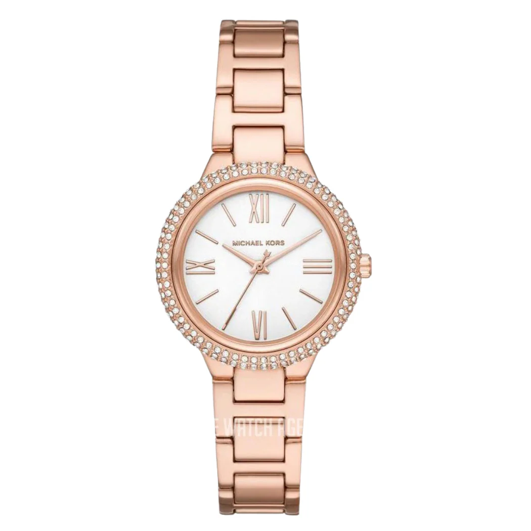 Michael Kors Taryn Pavé Rose Gold Stainless Steel White Dial Quartz Watch for Ladies - MK4460