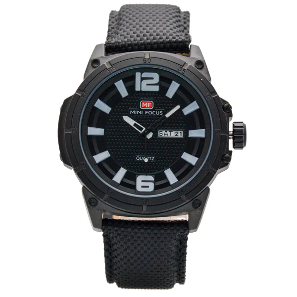 Mini Focus Black Leather Strap Black Dial Quartz Watch for Gents - MF0136G-01