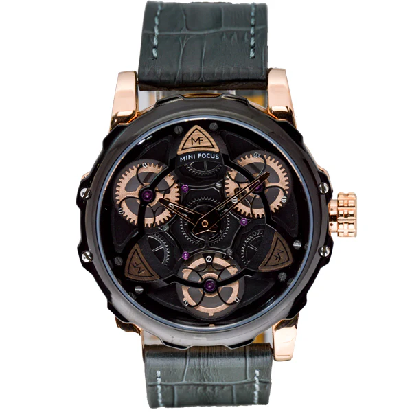Mini Focus Black Leather Strap Black Dial Quartz Watch for Gents - MF0249G-01