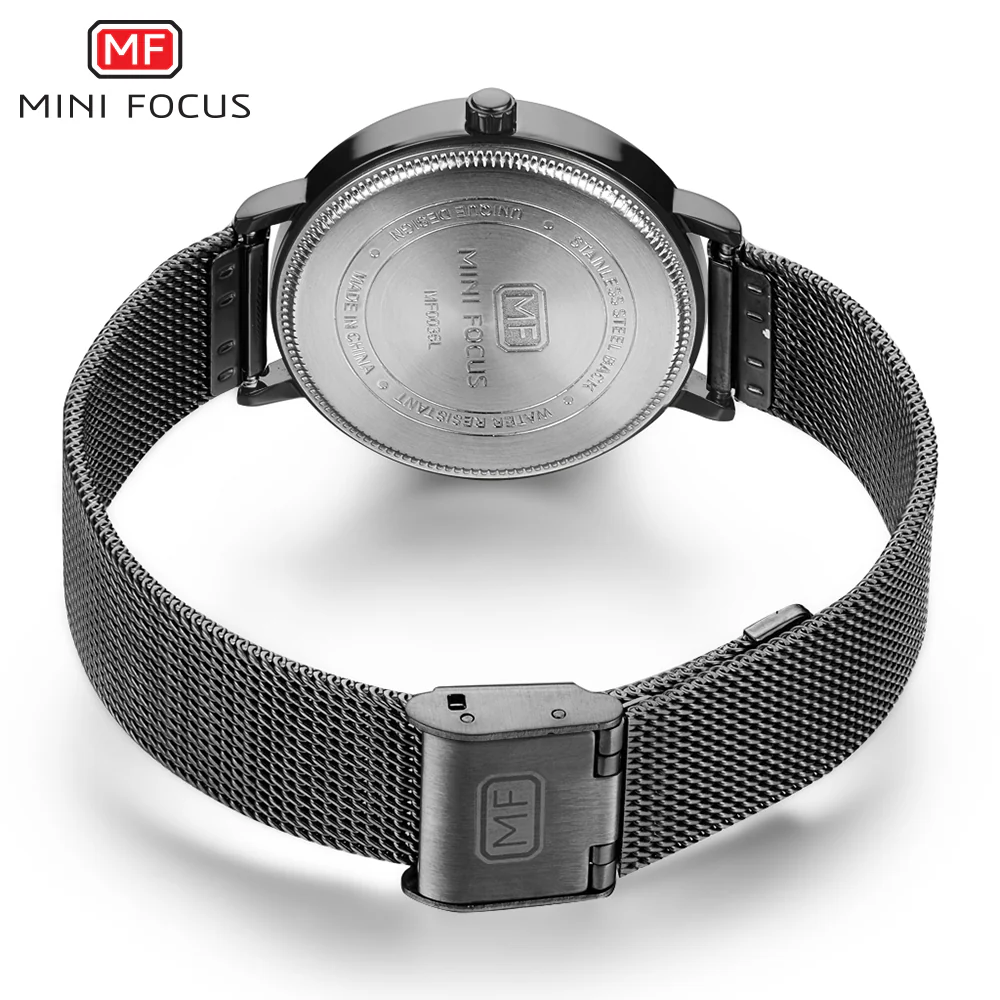 Mini Focus Black Mesh Bracelet Black Dial Quartz Watch for Ladies - MF0036L-03 - Image 4