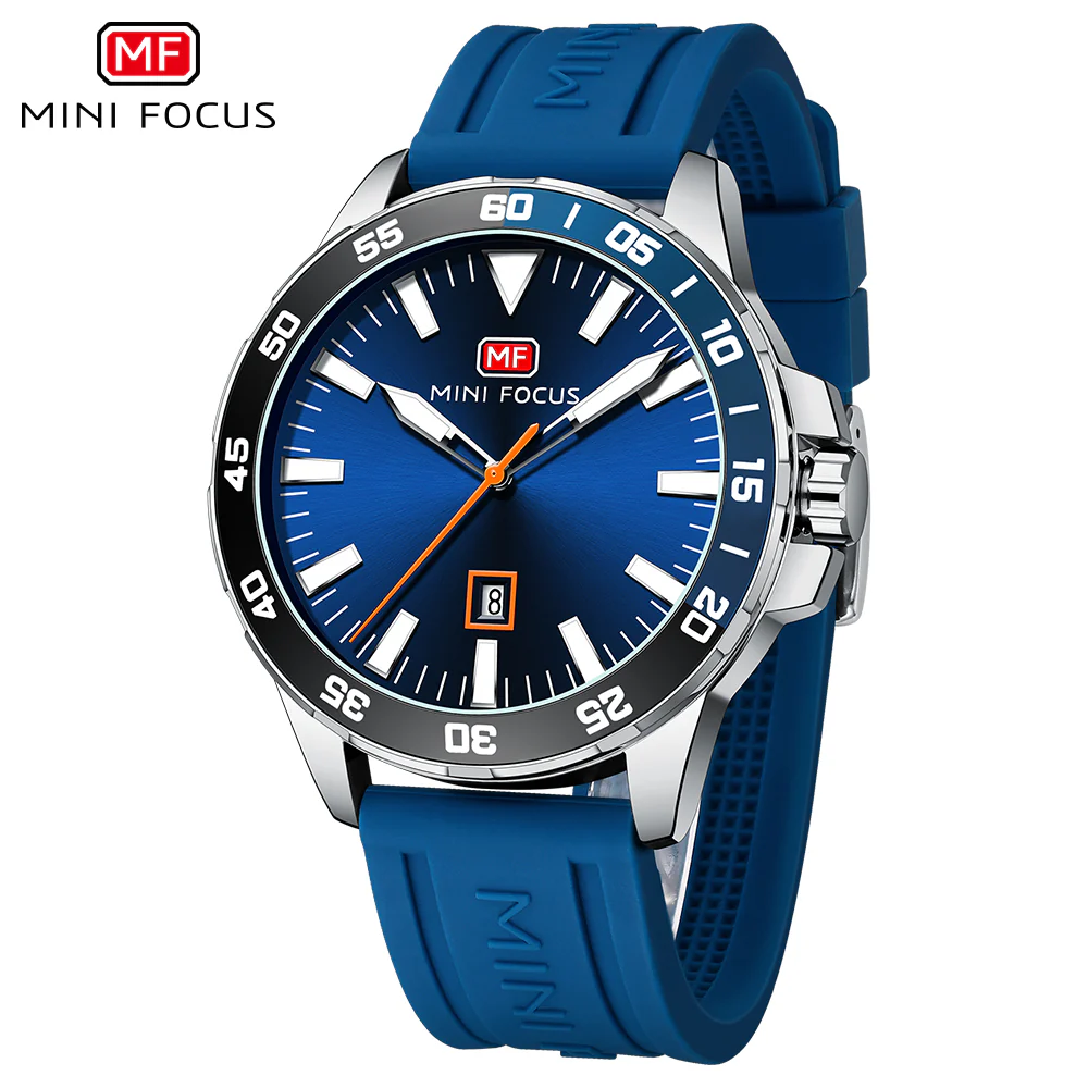 Mini Focus Black Silicone Strap Blue Dial Quartz Watch for Gents - MF0020G-02 - Image 2