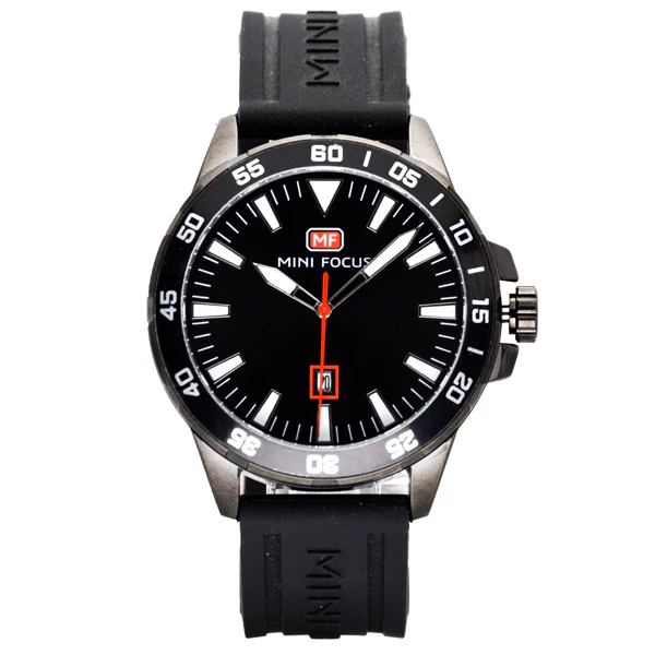 Mini Focus Black Silicone Strap Strap Black Dial Quartz Watch for Gents - MF0020G-04
