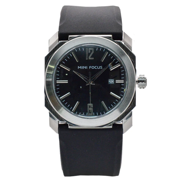 Mini Focus Black Silicone Strap Strap Black Dial Quartz Watch for Gents - MF0248G-01