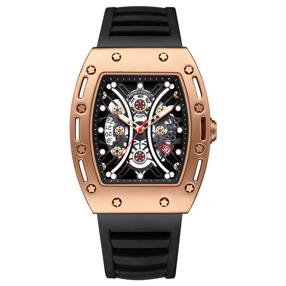 Mini Focus Black Silicone Strap Strap Black Dial Quartz Watch for Gents - MF0420G-01