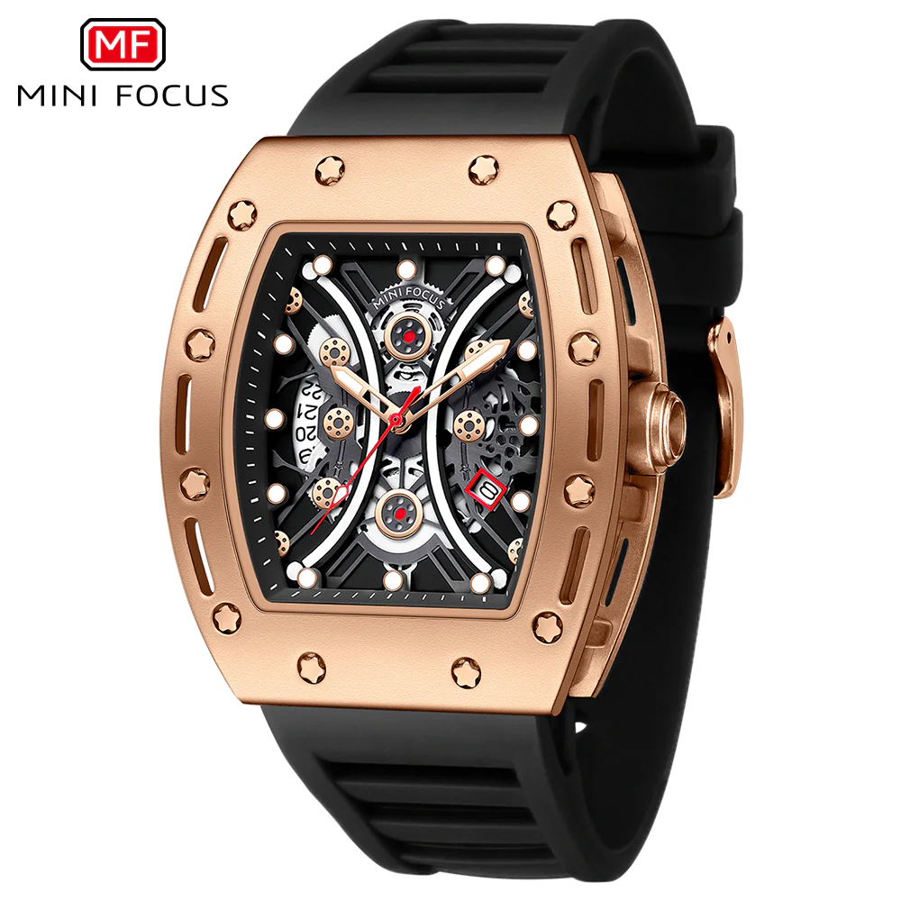 Mini Focus Black Silicone Strap Strap Black Dial Quartz Watch for Gents - MF0420G-01 - Image 2