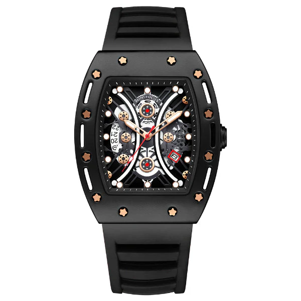 Mini Focus Black Silicone Strap Strap Black Dial Quartz Watch for Gents - MF0420G-04
