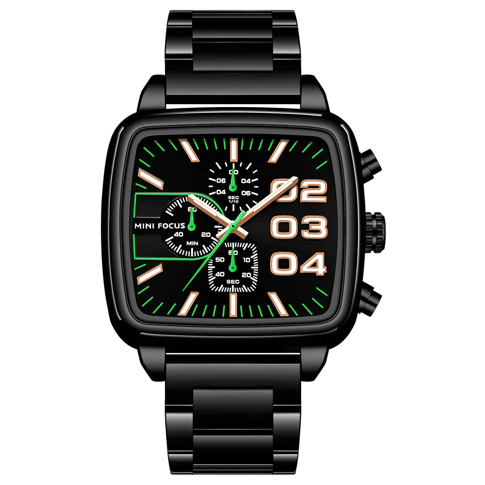 Mini Focus Black Stainless Steel Black Dial Chronograph Quartz Watch for Gents - MF0314G-04