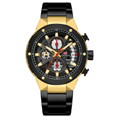 Mini Focus Black Stainless Steel Black Dial Chronograph Quartz Watch for Gents - MF0397G-04