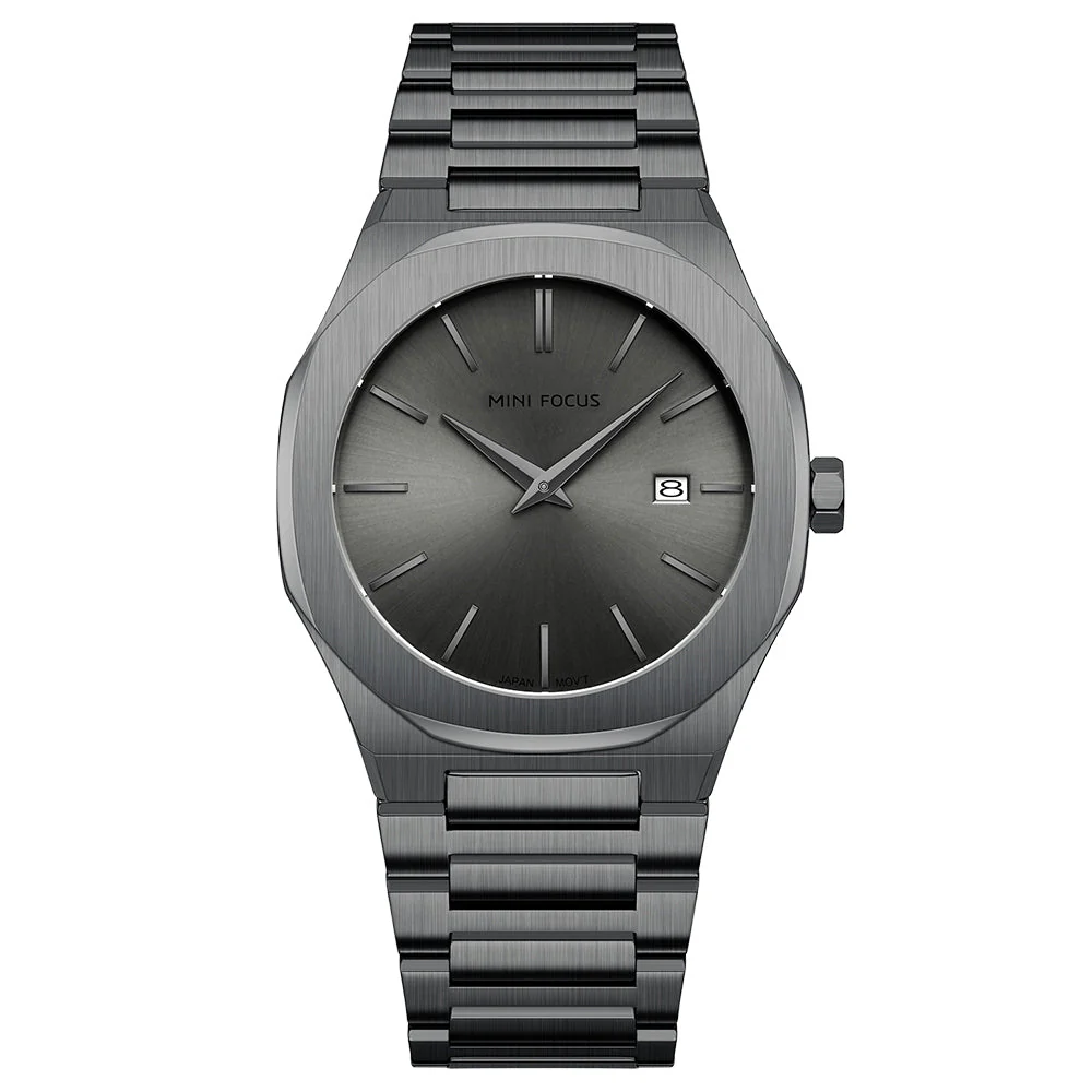 Mini Focus Black Stainless Steel Black Dial Quartz Watch for Gents - MF0620G-06