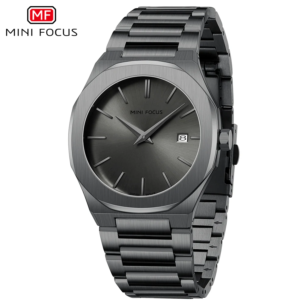Mini Focus Black Stainless Steel Black Dial Quartz Watch for Gents - MF0620G-06 - Image 2