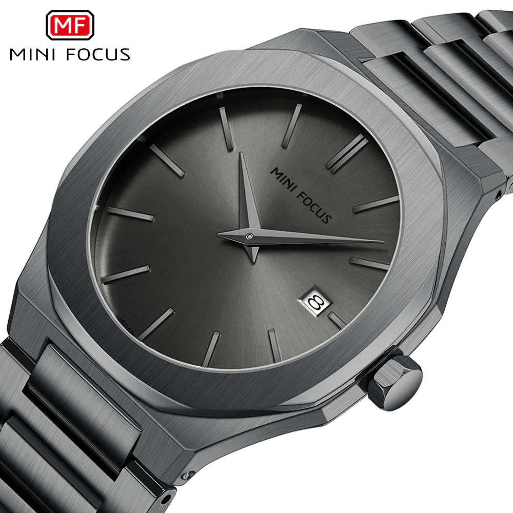 Mini Focus Black Stainless Steel Black Dial Quartz Watch for Gents - MF0620G-06 - Image 3