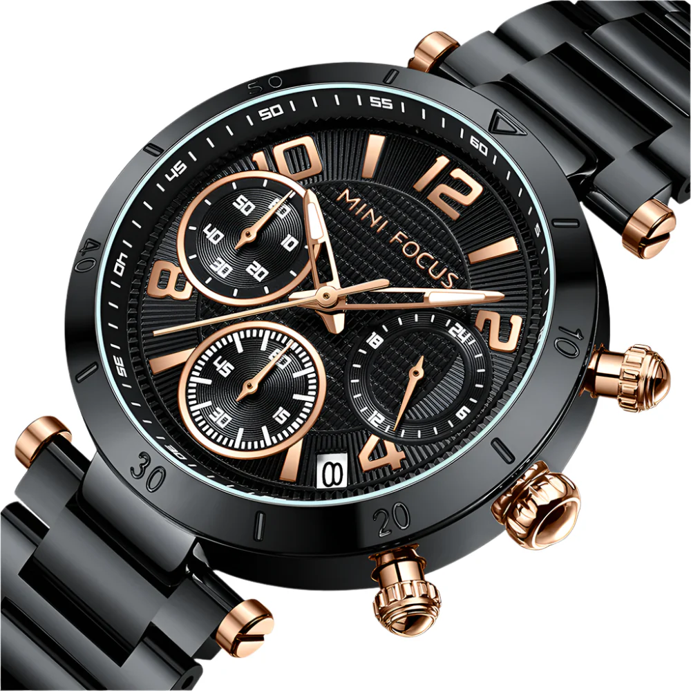 Mini Focus Black Stainless Steel Black Dial Quartz Watch for Ladies - MF0489L-05 - Image 2