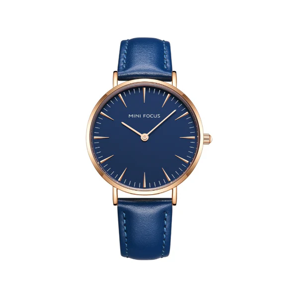 Mini Focus Blue Leather Strap Blue Dial Quartz Watch for Ladies - MF0318L-04