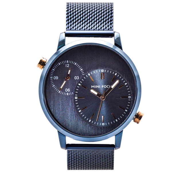 Mini Focus Blue Mesh Bracelet Blue Dial Quartz Watch for Gents - MF0035G-09