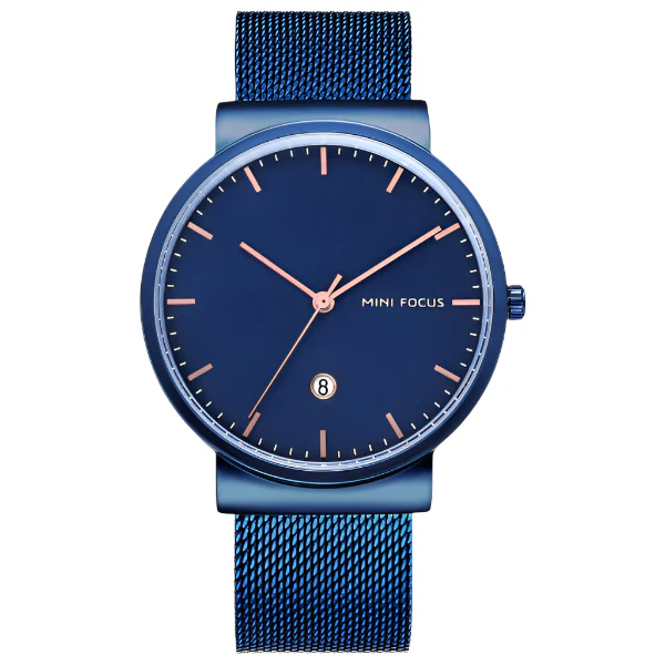Mini Focus Blue Mesh Bracelet Blue Dial Quartz Watch for Gents - MF0184G-05