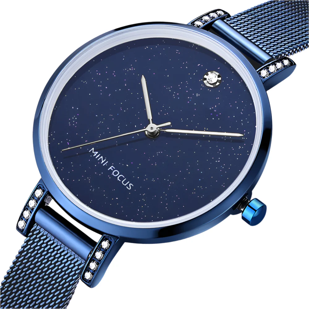 Mini Focus Blue Mesh Bracelet Blue Dial Quartz Watch for Ladies - MF0160L-03 - Image 2