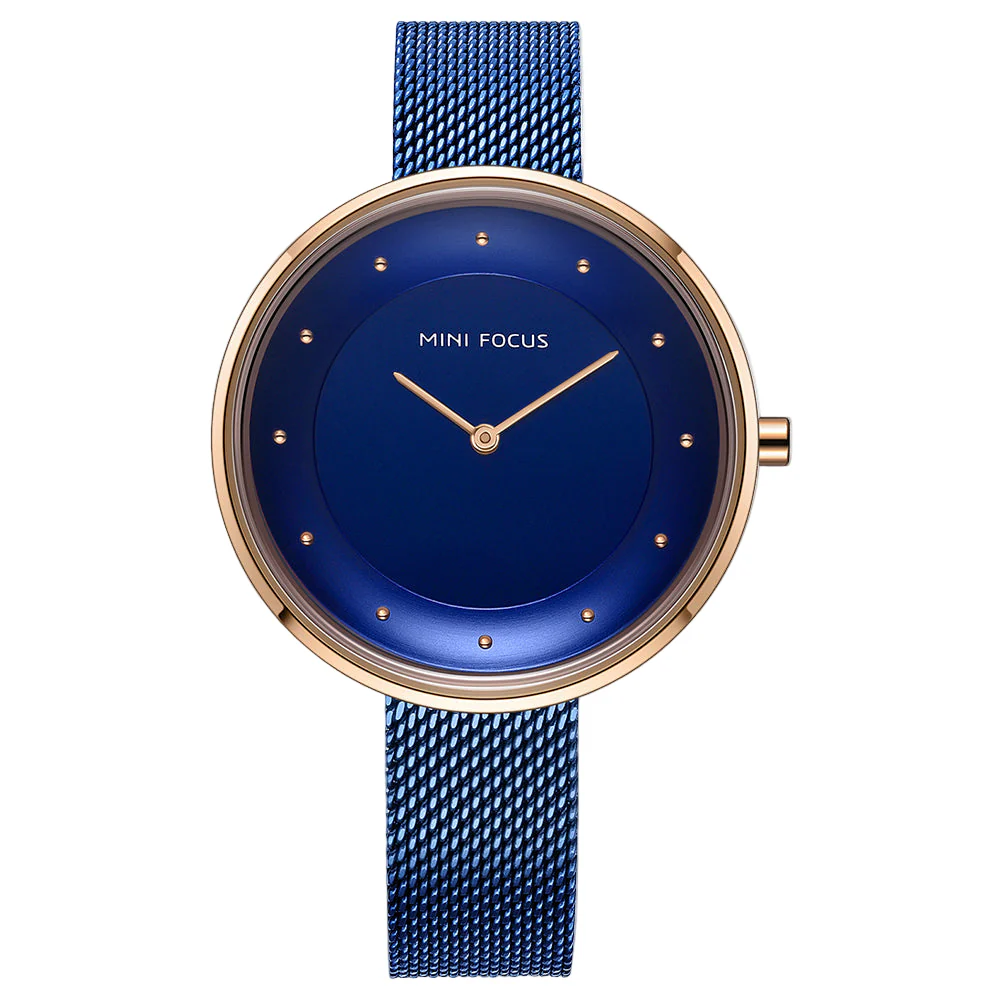 Mini Focus Blue Mesh Bracelet Blue Dial Quartz Watch for Ladies - MF0179L-03