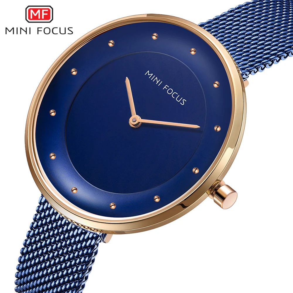 Mini Focus Blue Mesh Bracelet Blue Dial Quartz Watch for Ladies - MF0179L-03 - Image 2