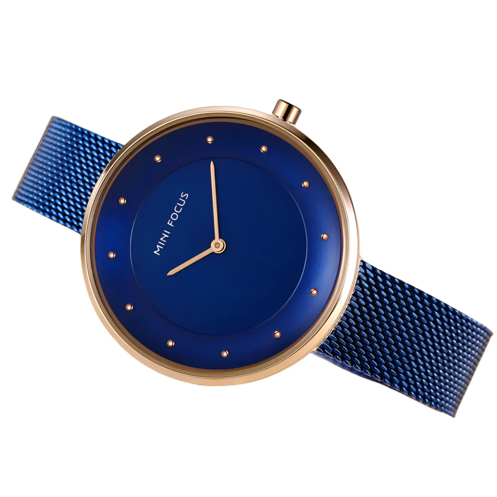 Mini Focus Blue Mesh Bracelet Blue Dial Quartz Watch for Ladies - MF0179L-03 - Image 3