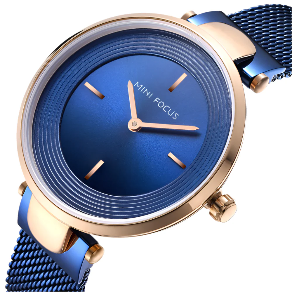 Mini Focus Blue Mesh Bracelet Blue Dial Quartz Watch for Ladies - MF0195L-04 - Image 2