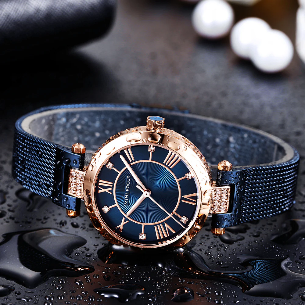 Mini Focus Blue Mesh Bracelet Blue Dial Quartz Watch for Ladies - MF0215L-04 - Image 2