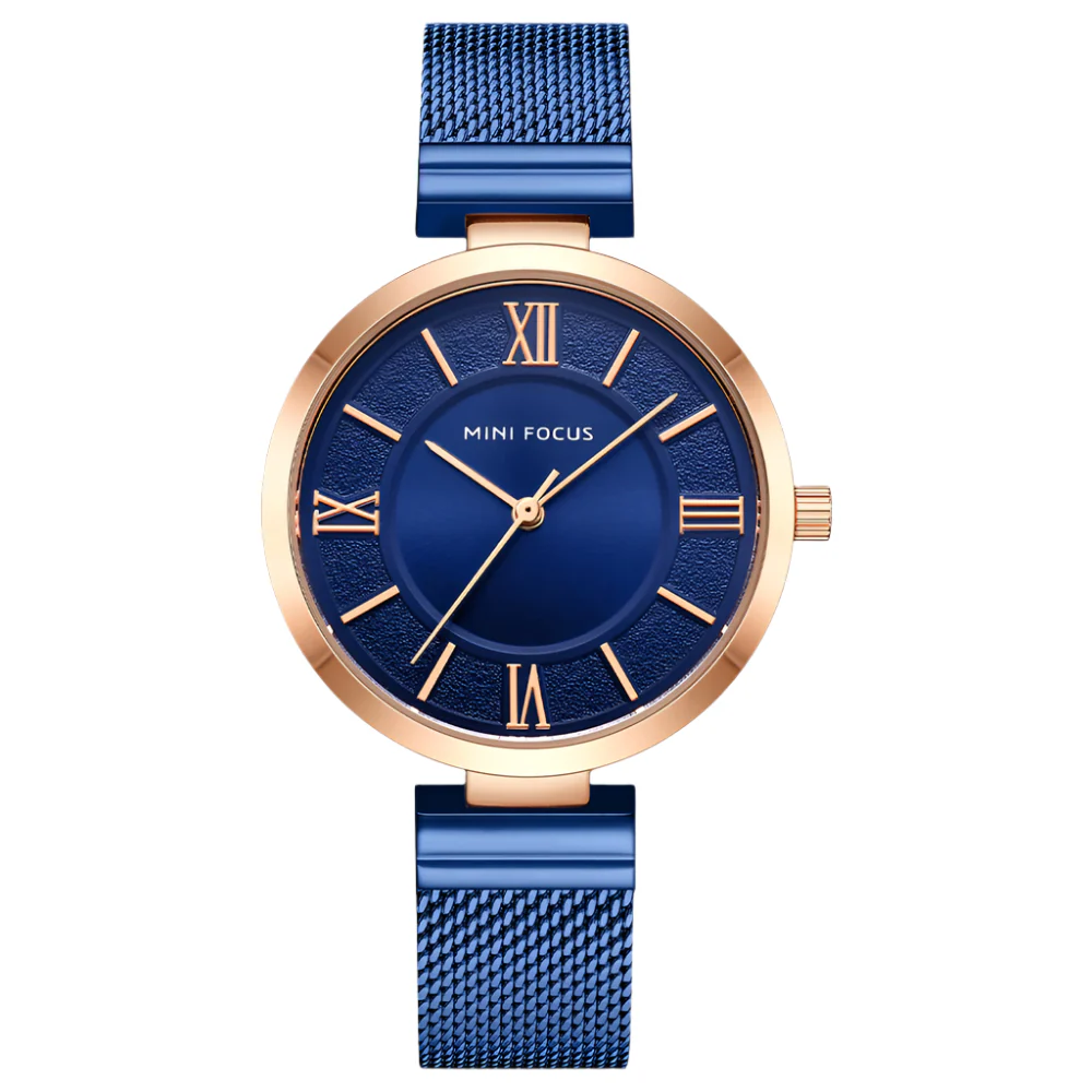 Mini Focus Blue Mesh Bracelet Blue Dial Quartz Watch for Ladies - MF0272L-04