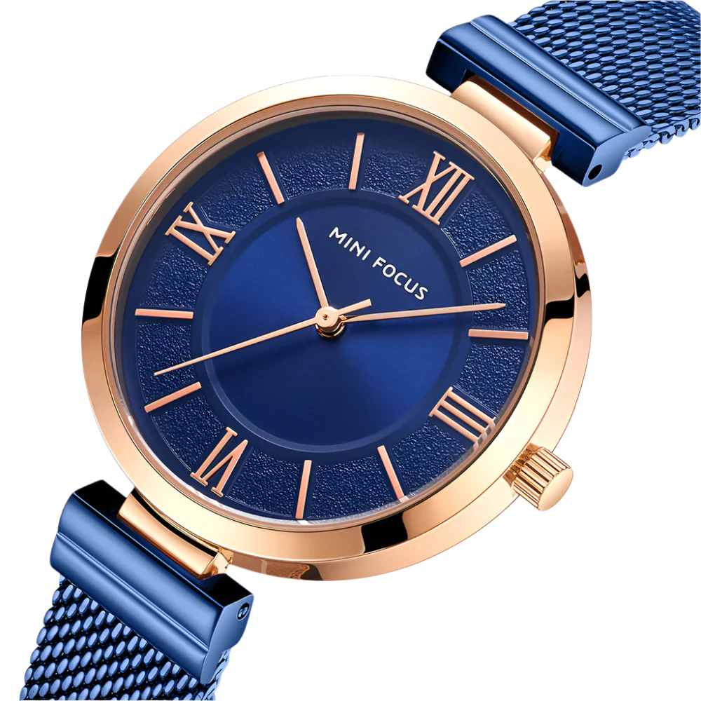 Mini Focus Blue Mesh Bracelet Blue Dial Quartz Watch for Ladies - MF0272L-04 - Image 2