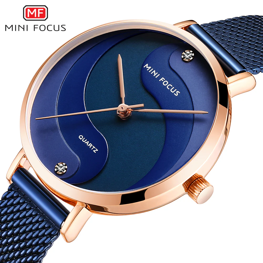 Mini Focus Blue Mesh Bracelet Blue Dial Quartz Watch for Ladies - MF0291L-04 - Image 2