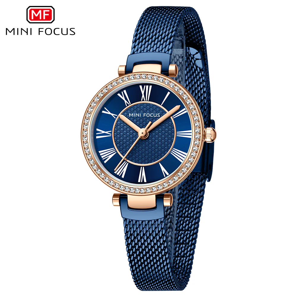 Mini Focus Blue Mesh Bracelet Blue Dial Quartz Watch for Ladies - MF0424L-04 - Image 2