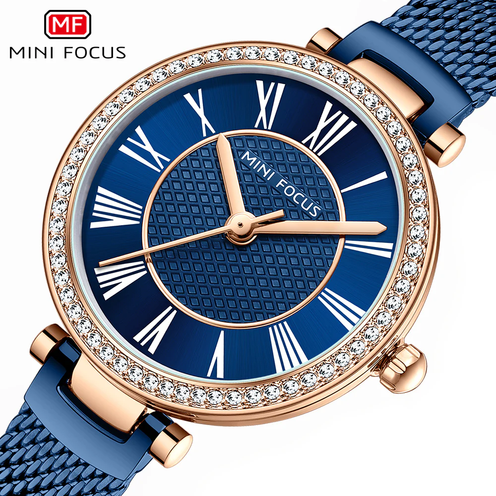 Mini Focus Blue Mesh Bracelet Blue Dial Quartz Watch for Ladies - MF0424L-04 - Image 3