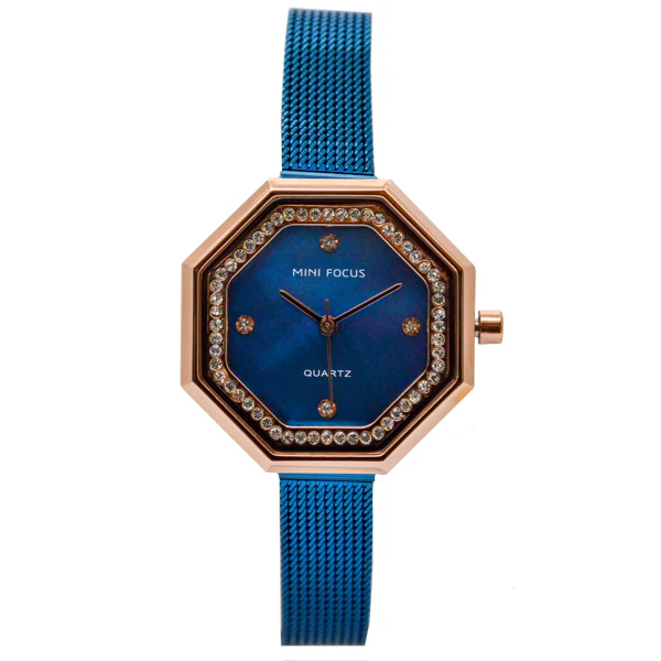 Mini Focus Blue Mesh Bracelet Mother Of Pearl Dial Quartz Watch for Ladies - MF0304L-4