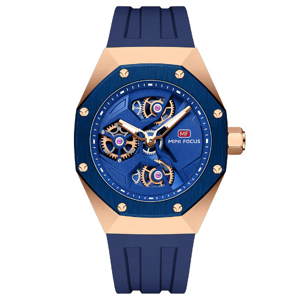Mini Focus Blue Silicone Strap Strap Blue Dial Quartz Watch for Gents - MF0422G-03