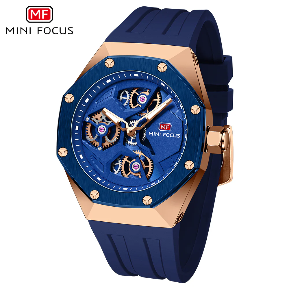 Mini Focus Blue Silicone Strap Strap Blue Dial Quartz Watch for Gents - MF0422G-03 - Image 2