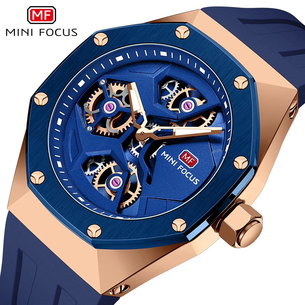 Mini Focus Blue Silicone Strap Strap Blue Dial Quartz Watch for Gents - MF0422G-03 - Image 3