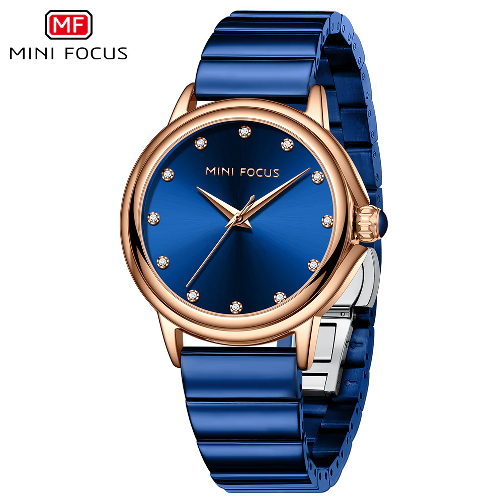Mini Focus Blue Stainless Steel Blue Dial Quartz Watch for Ladies - MF0493L-04 - Image 2