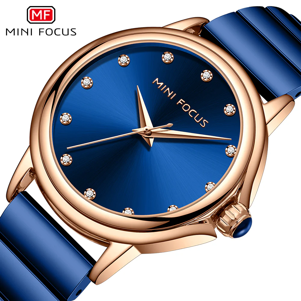 Mini Focus Blue Stainless Steel Blue Dial Quartz Watch for Ladies - MF0493L-04 - Image 3